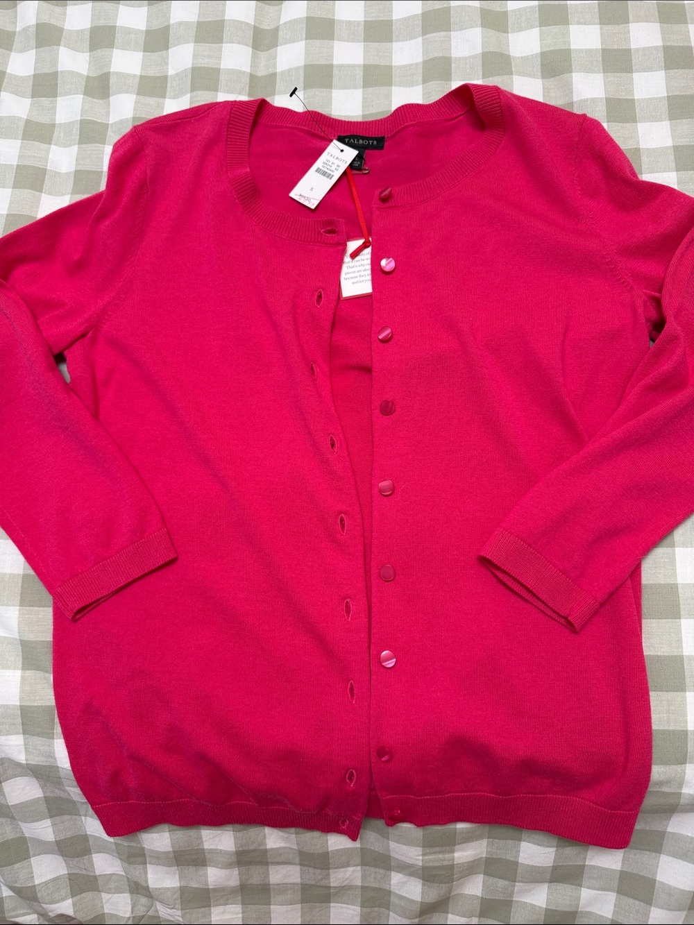 Talbots NWT Fuchsia Button-Front Cardigan
